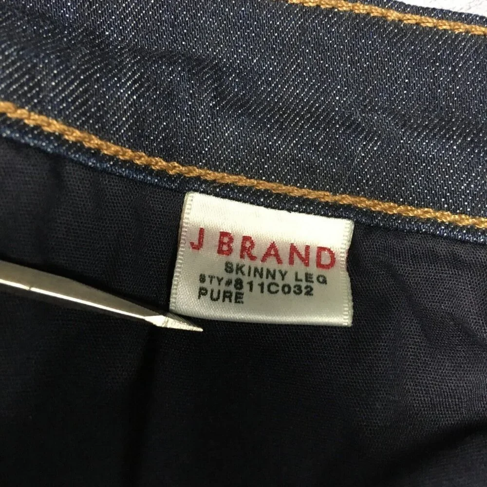 J Brand Womens Skinny Leg Pure Blue Jeans size 31 Dark Wash Stretch Denim Pants - Picture 8 of 15